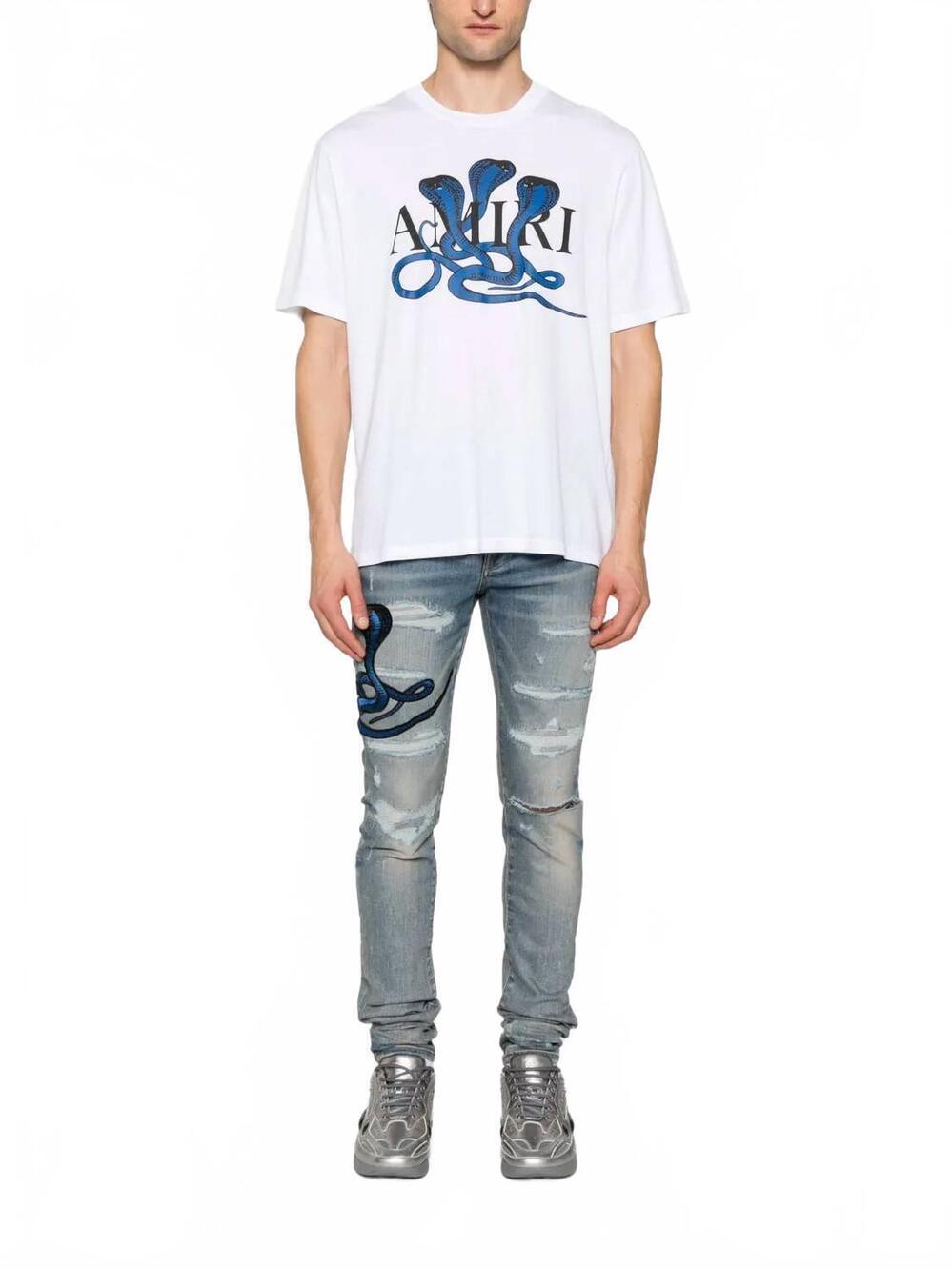 NEW AMIRI poison snake cotton t-shirt in white